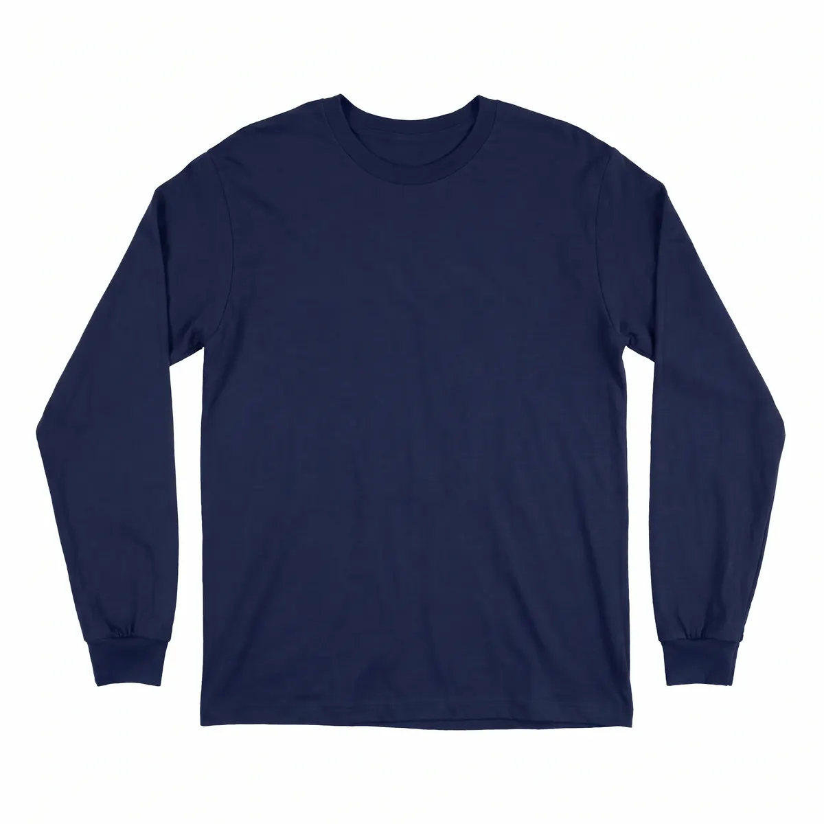 Navy performance long sleeve shown blank, then with a TALLOWAY 5K wave print. The mark is a fictional sample.